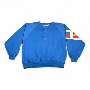 Vintage Robert Bruce Sweater Adult LARGE Blue Sweatshirt Nautical Flags 80s